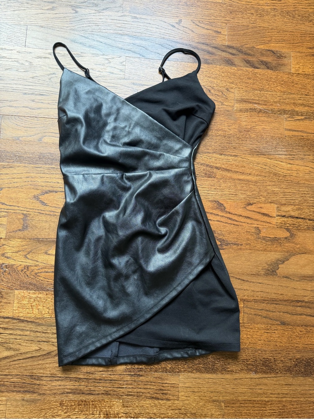 Lulus Black/Faux Leather Mini Dress, Size XS, NWOT